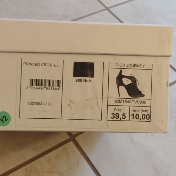 Dior black heel lace up peeptoe heeled leather bootie box stiletto Italy size 9 - Picture 12 of 14